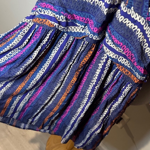 Maeve by Anthropologie Navy and Purple Striped Mini Dress sz 2 - Picture 3 of 4
